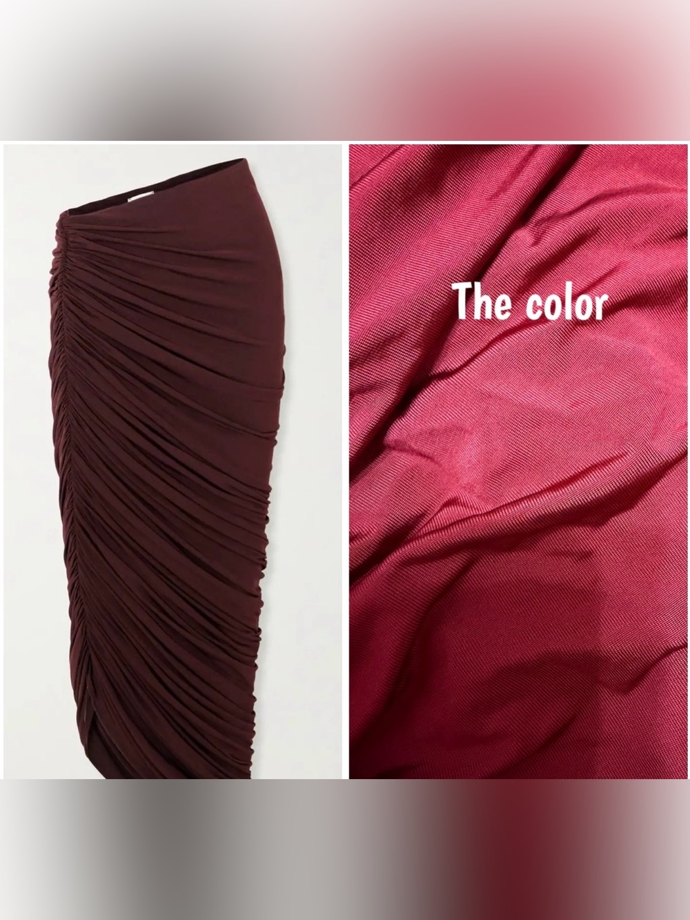 NWT L’ ACADEMIE ASYMMETRICAL SKIRT Ruched Midi in Deep Burgundy
